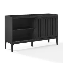 Black Slatted Sliding Door Sideboard