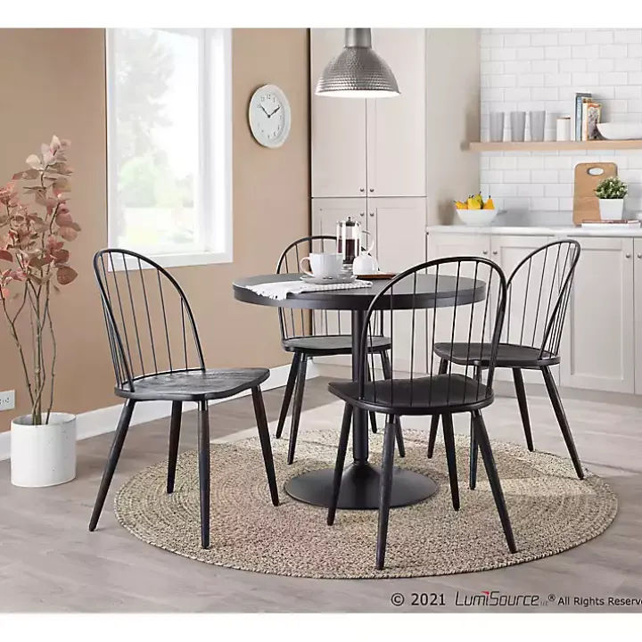 Black Spindle High Back Dining Chairs, Set of 2