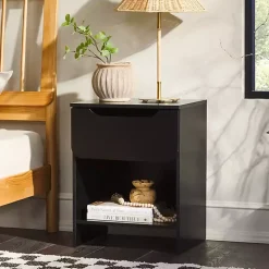 Black Stanley Single Drawer Nightstand