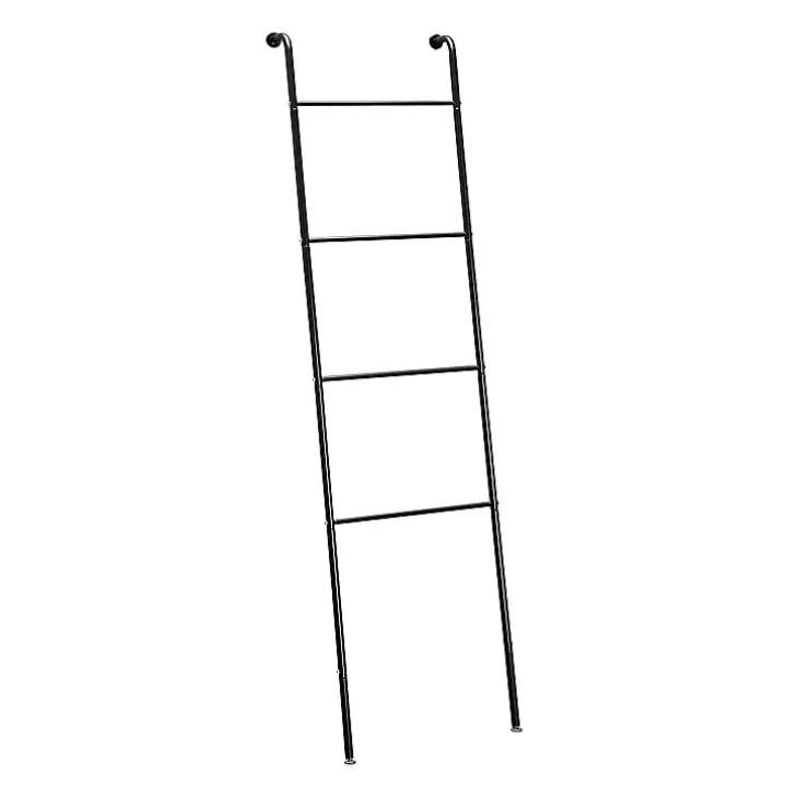 Black Steel 4-Bar Leaning Towel Ladder