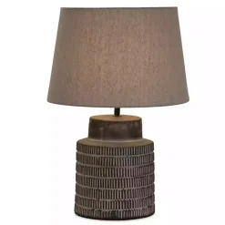 Black Terracotta Dash Pattern Table Lamp