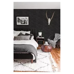 Black Textured Grassweave Peel & Stick Wallpaper