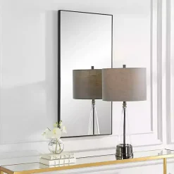 Black Thin Frame Rectangle Wall Mirror