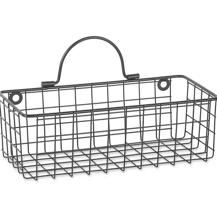 Black Wall Hanging Wire Baskets, Set of 2