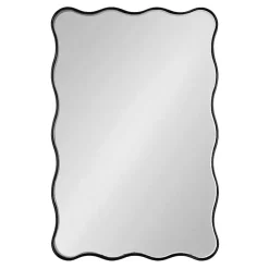 Black Wavy Beveled Rectangular Wall Mirror