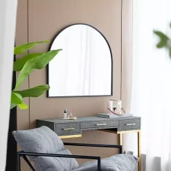 Black Wide Arched Wall Mirror