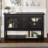 Black Wood and Glass Buffet Cabinet