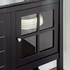 Black Wood and Glass Buffet Cabinet