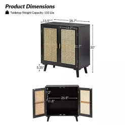 Black Wood and Rattan Carpinteria Cabinet