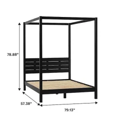 Black Wood Canopy Full Bed