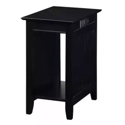 Black Wood Charging Open Accent Table