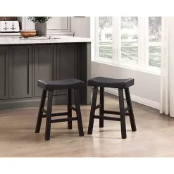 Black Wood Counter Stools, Set of 2