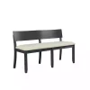 Black Wood Cream Upholstered Bench