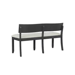 Black Wood Cream Upholstered Bench