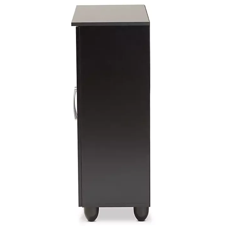 Black Wood Cut-Out Shoe Storage Cabinet