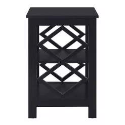 Black Wood Diamond 2-Tier Accent Table