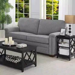 Black Wood Diamond 2-Tier Accent Table