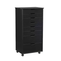 Black Wood 8-Drawer Cary Storage Cart