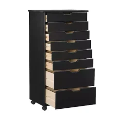Black Wood 8-Drawer Cary Storage Cart