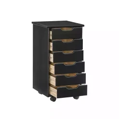 Black Wood 6-Drawer Cary Storage Cart