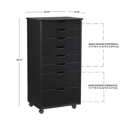 Black Wood 8-Drawer Cary Storage Cart