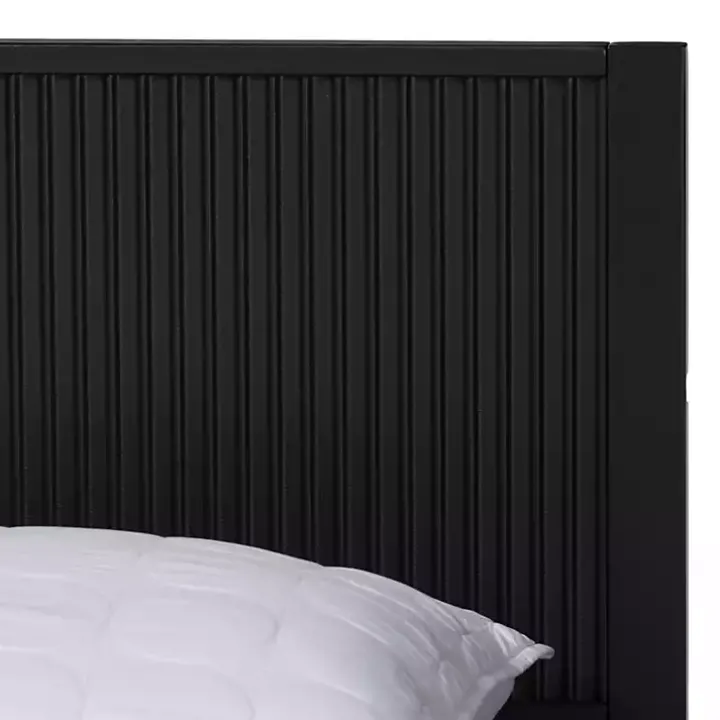 Black Wood Fluted Headboard Primrose Queen Bed