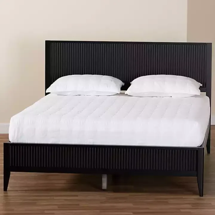 Black Wood Fluted Headboard Primrose Queen Bed