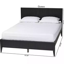 Black Wood Fluted Headboard Primrose Queen Bed