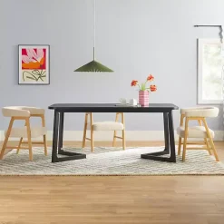 Black Wood Geometric Legs Dining Table