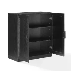 Black Wood Grain Stackable Storage Cabinet
