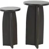 Black Wood Modern Accent Tables, Set of 2