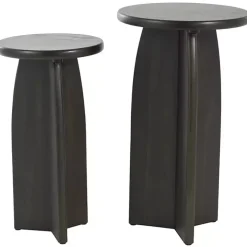 Black Wood Modern Accent Tables, Set of 2
