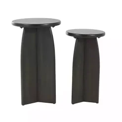 Black Wood Modern Accent Tables, Set of 2