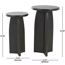 Black Wood Modern Accent Tables, Set of 2