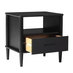 Black Wood Spindle Leg Nightstand
