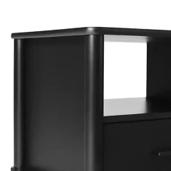 Black Wood Spindle Leg Nightstand