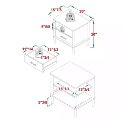 Black Wood Spindle Leg Nightstand