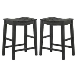 Black Wood Whitcombe Counter Stools, Set of 2