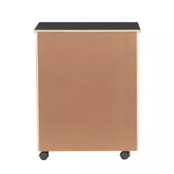 Black Wood Wide 6-Drawer Cary Storage Cart