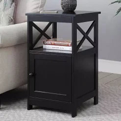 Black Wood X Sides Storage Accent Table