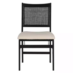 Black Woven Cane Foldable Dining Chair