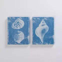 Blue & White Seashells Canvas Art Prints, Set of 2