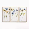 Blue & Yellow Stems Framed Canvas Prints, Set of 3