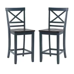 Blue and Gray Wood Aliza Counter Stools, Set of 2