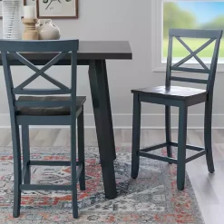Blue and Gray Wood Aliza Counter Stools, Set of 2