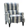 Blue and Tan Stripe Traditional Recliner