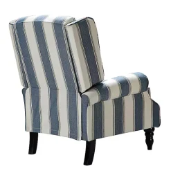 Blue and Tan Stripe Traditional Recliner