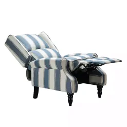 Blue and Tan Stripe Traditional Recliner