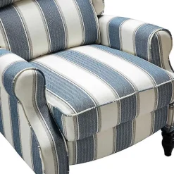 Blue and Tan Stripe Traditional Recliner