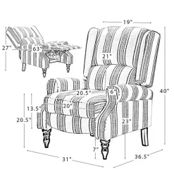 Blue and Tan Stripe Traditional Recliner